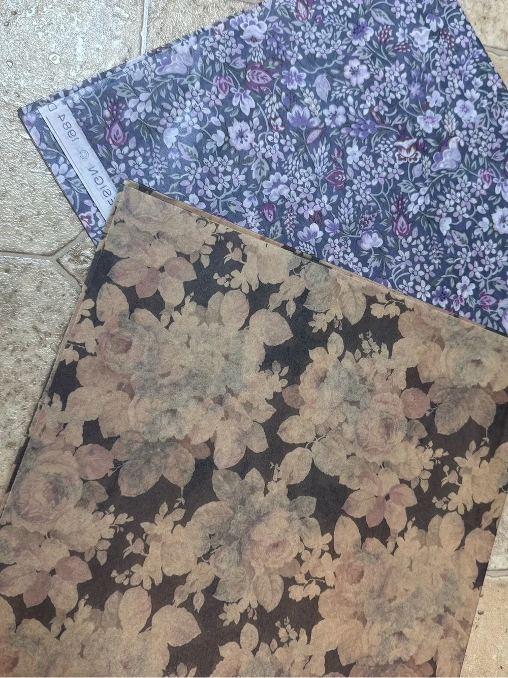 10 Sheets VTG 1984 All Occasions  WRAPPING PAPER & Fancy TISSUE PAPER  Flowers